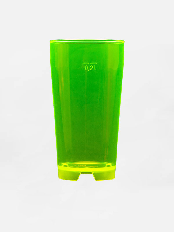 50 Stück Mehrwegbecher 0,2L Kunststoffbecher PC neon grün/gelb effekt bruchfest 